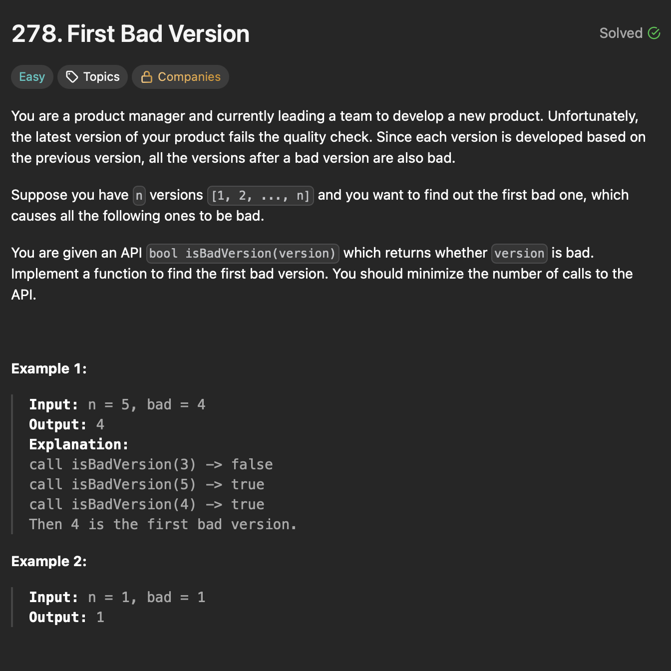 LC: 278: First Bad Version